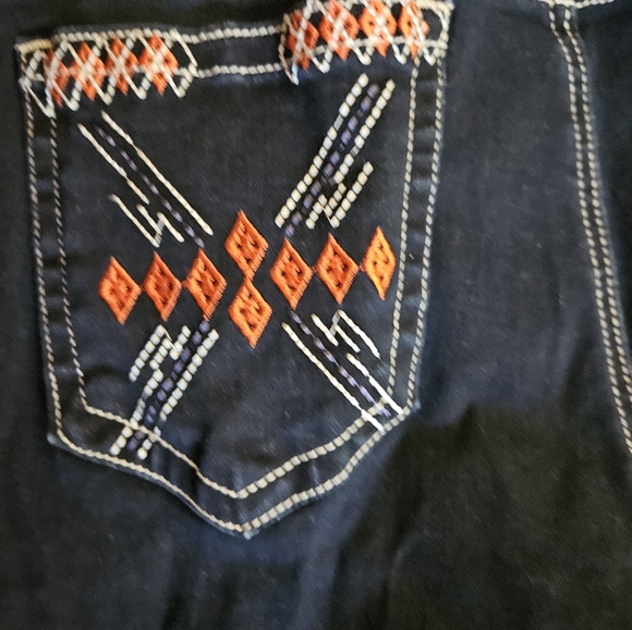 Flamingals Embroidered Dark Blue Jeans - Picture 7 of 8